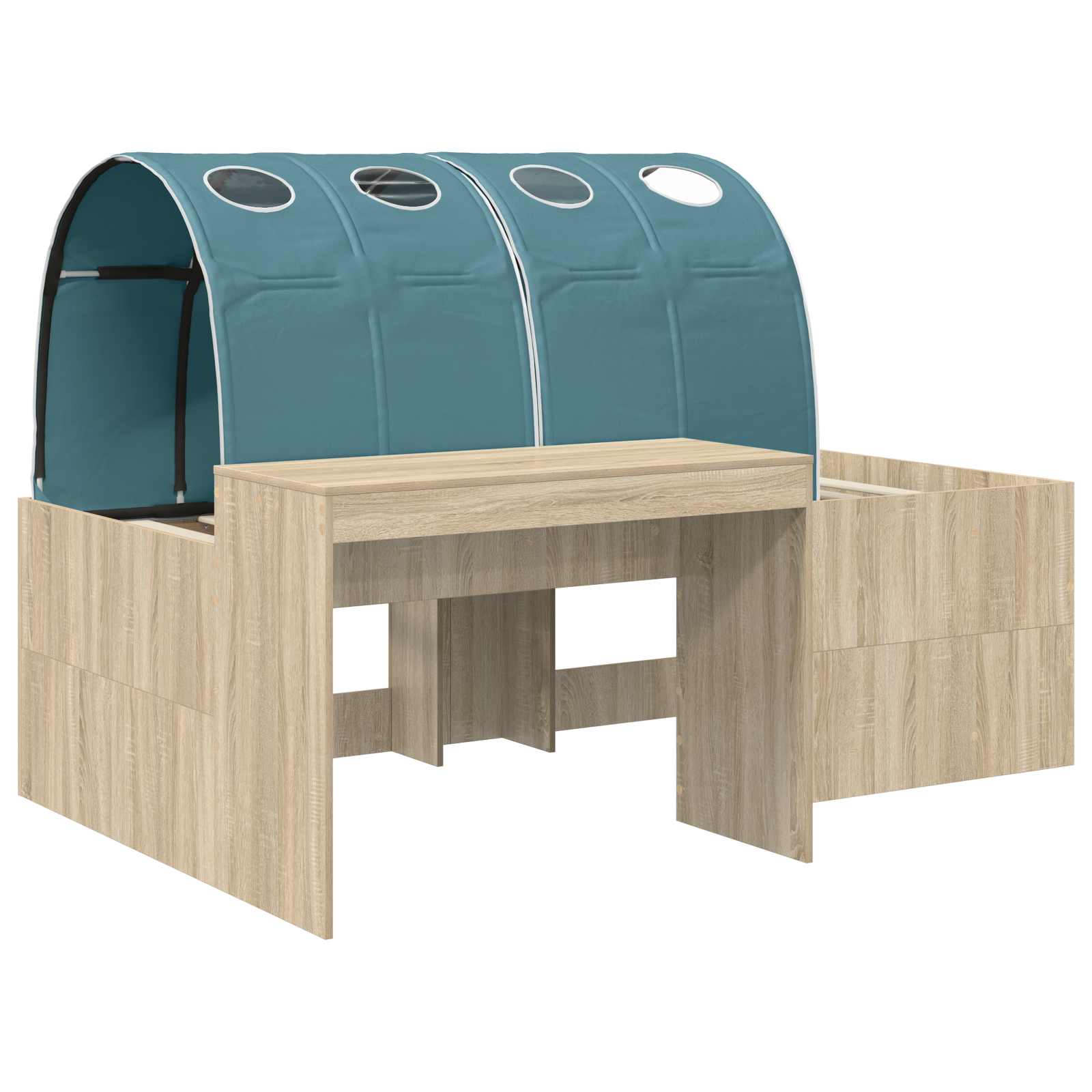 vidaXL Bed Frame with Tunnel 3 pcs Sonoma Oak and Light Blue 3