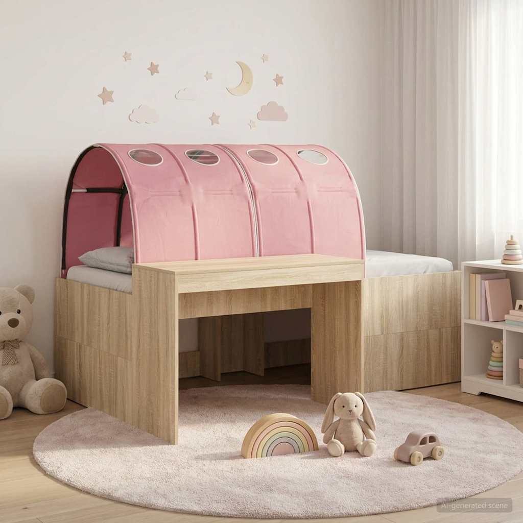 vidaXL Bed Frame with Tunnel 3 pcs Sonoma Oak and Pink Engineered Wood 1