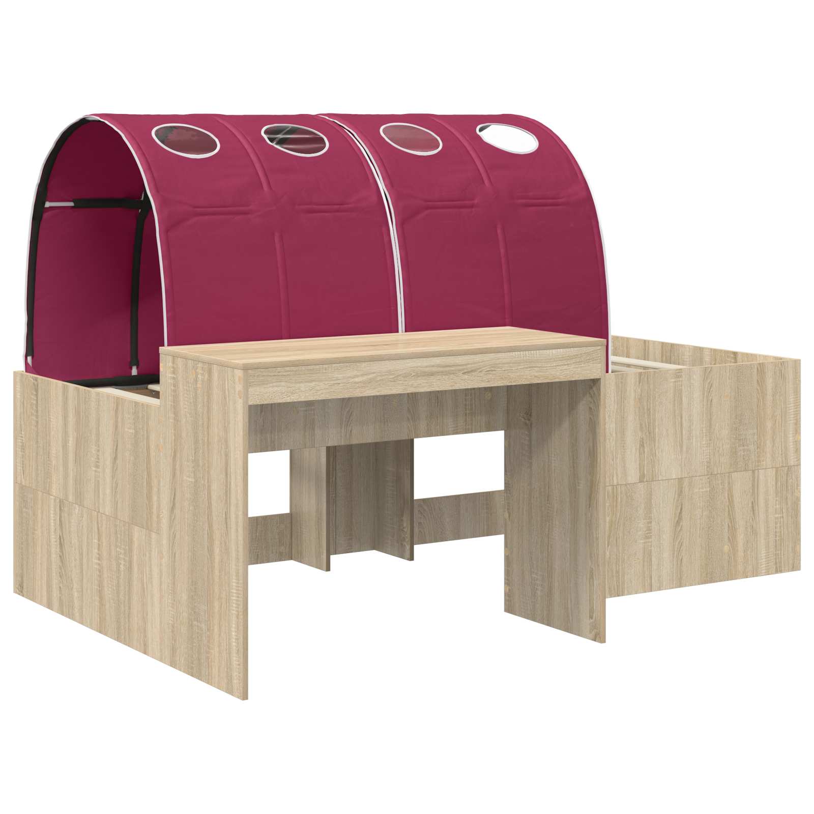 vidaXL Bed Frame with Tunnel 3 pcs Sonoma Oak and Red Engineered Wood 3