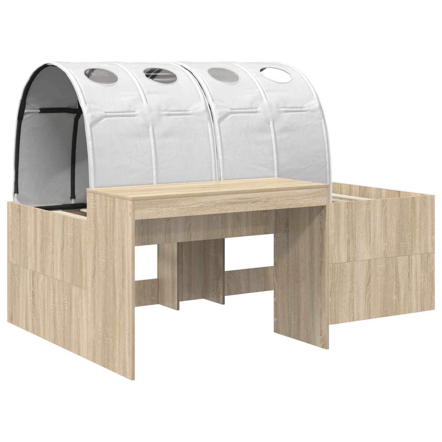vidaXL Bed Frame with Tunnel with Shelf 3 pcs Sonoma Oak and White 3