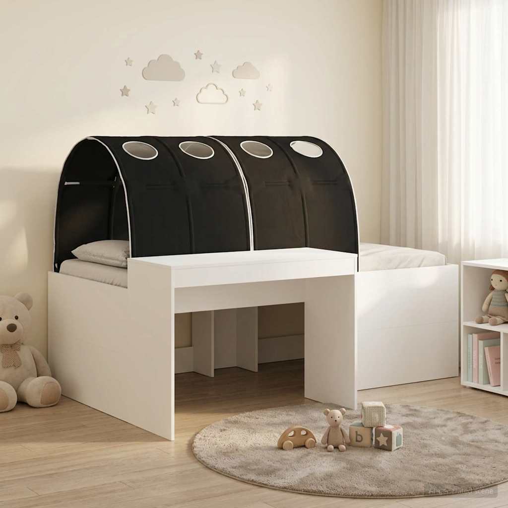 vidaXL Bed with Tunnel 4 pcs White and Black Engineered Wood 1