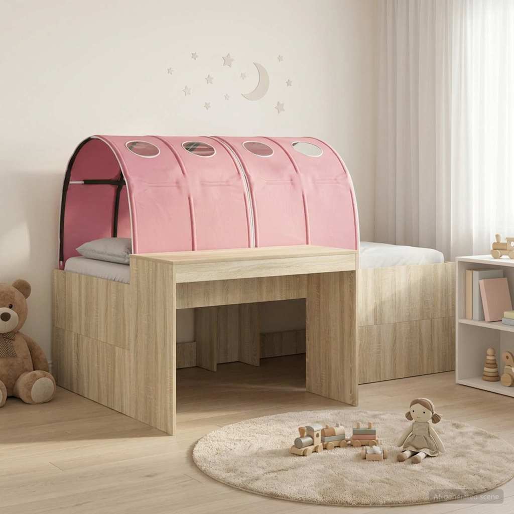 vidaXL Bed with Tunnel 3 pcs Sonoma Oak and Pink Engineered Wood 1