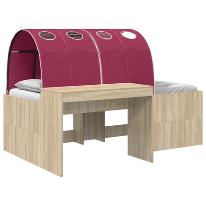 vidaXL Bed with Tunnel 3 pcs Sonoma Oak and Red Engineered Wood 2