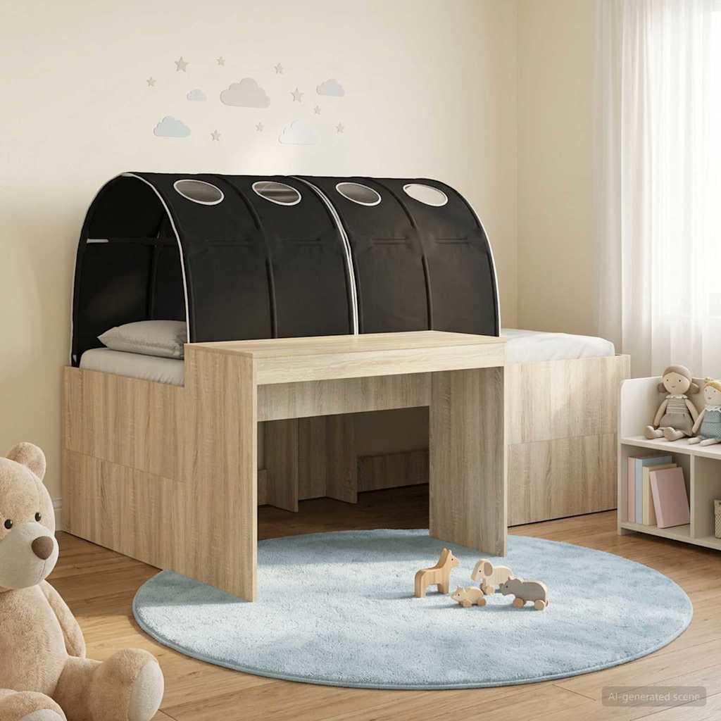 vidaXL Bed with Tunnel 3 pcs Sonoma Oak and Black Engineered Wood 1