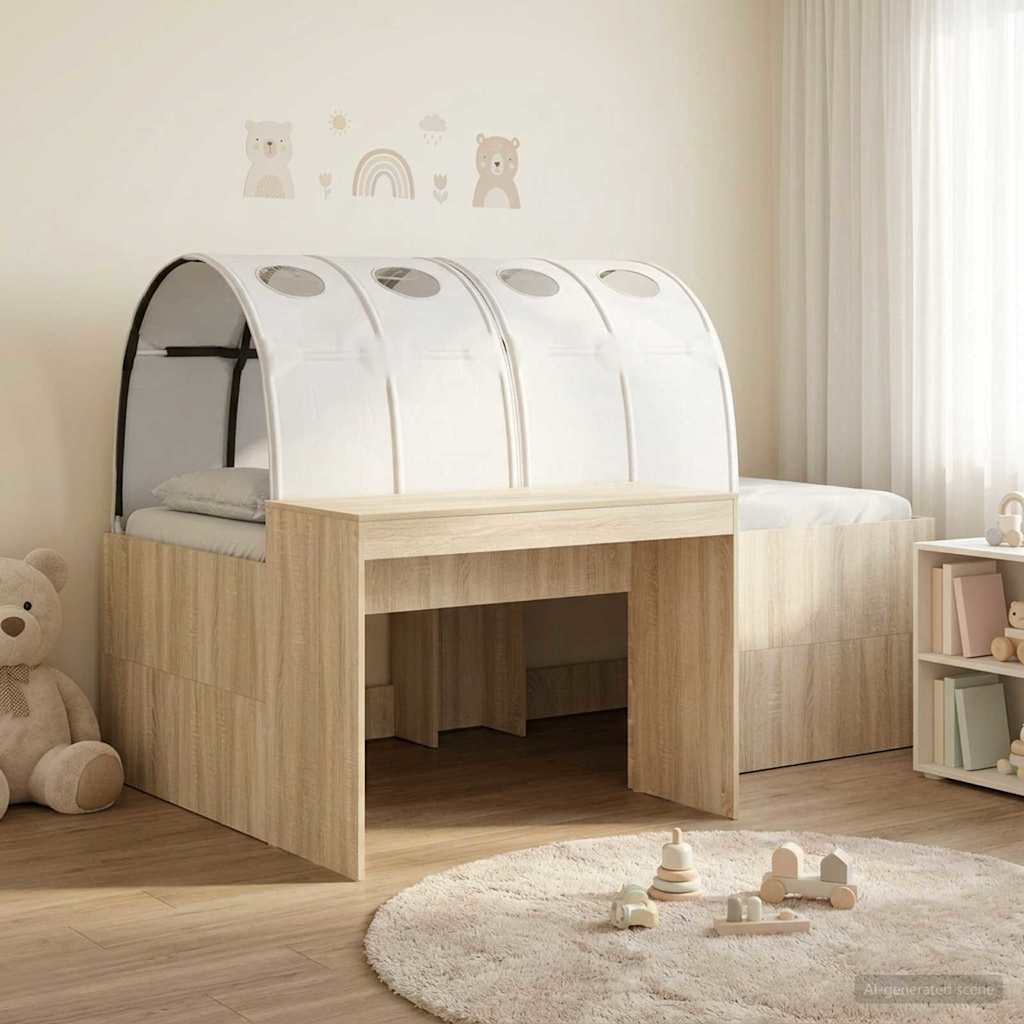 vidaXL Bed with Tunnel 3 pcs Sonoma Oak and White Engineered Wood 1