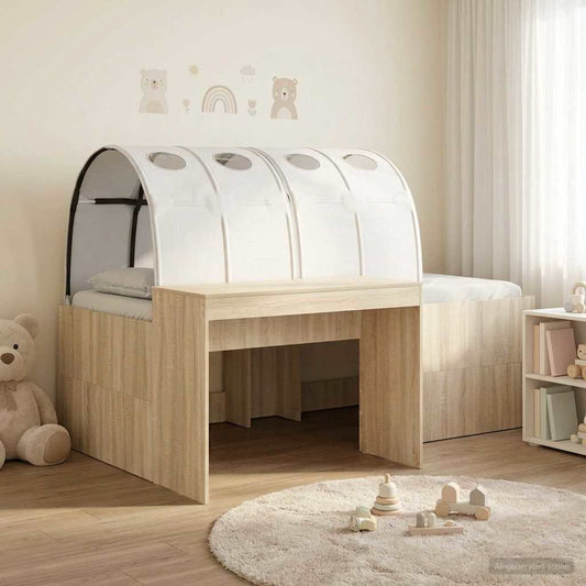 vidaXL Bed with Tunnel 3 pcs Sonoma Oak and White Engineered Wood 1