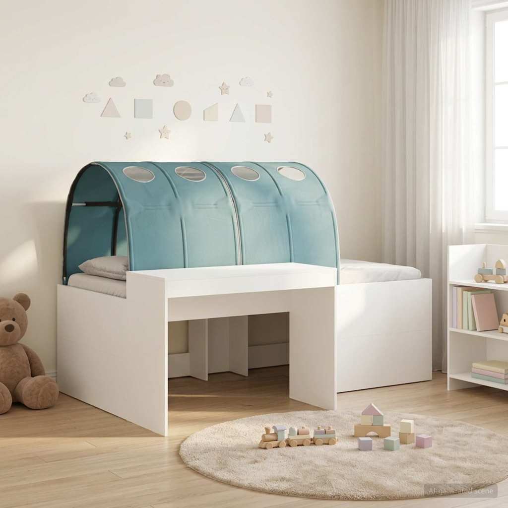 vidaXL Bed with Tunnel 3 pcs White and Light Blue Engineered Wood 1