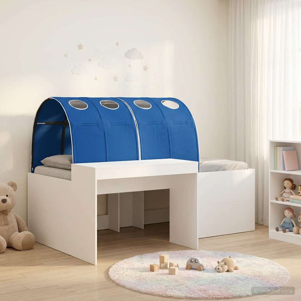 vidaXL Bed with Tunnel 3 pcs White and Blue Engineered Wood 1