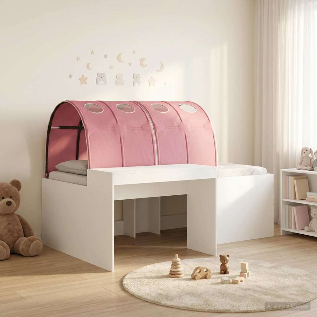 vidaXL Bed with Tunnel 3 pcs White and Pink Engineered Wood 1