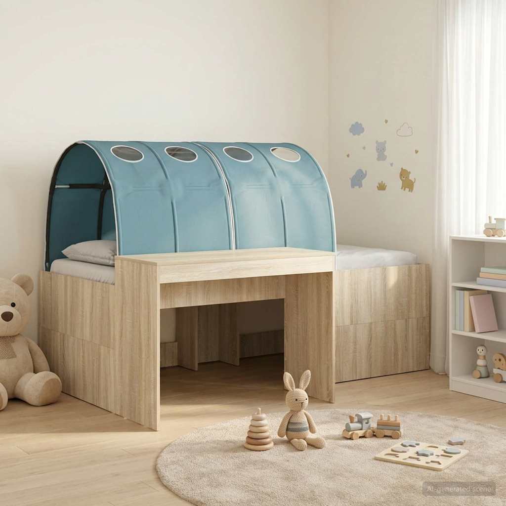 vidaXL Bed with Tunnel 3 pcs Sonoma Oak and Light Blue Engineered Wood 1