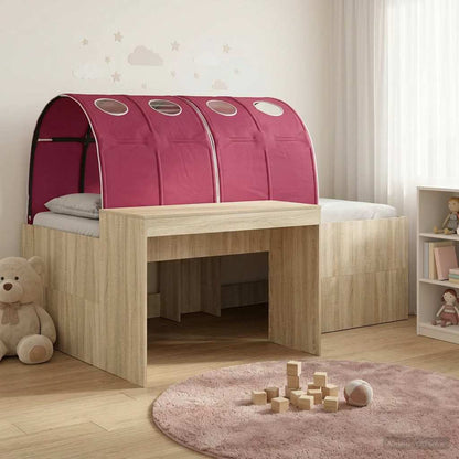 vidaXL Bed with Tunnel 3 pcs Sonoma Oak and Red Engineered Wood 1