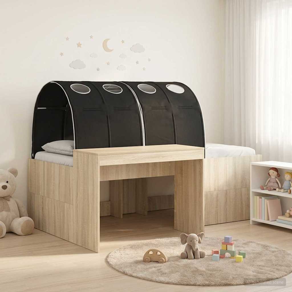 vidaXL Bed with Tunnel 3 pcs Sonoma Oak and Black Engineered Wood 1