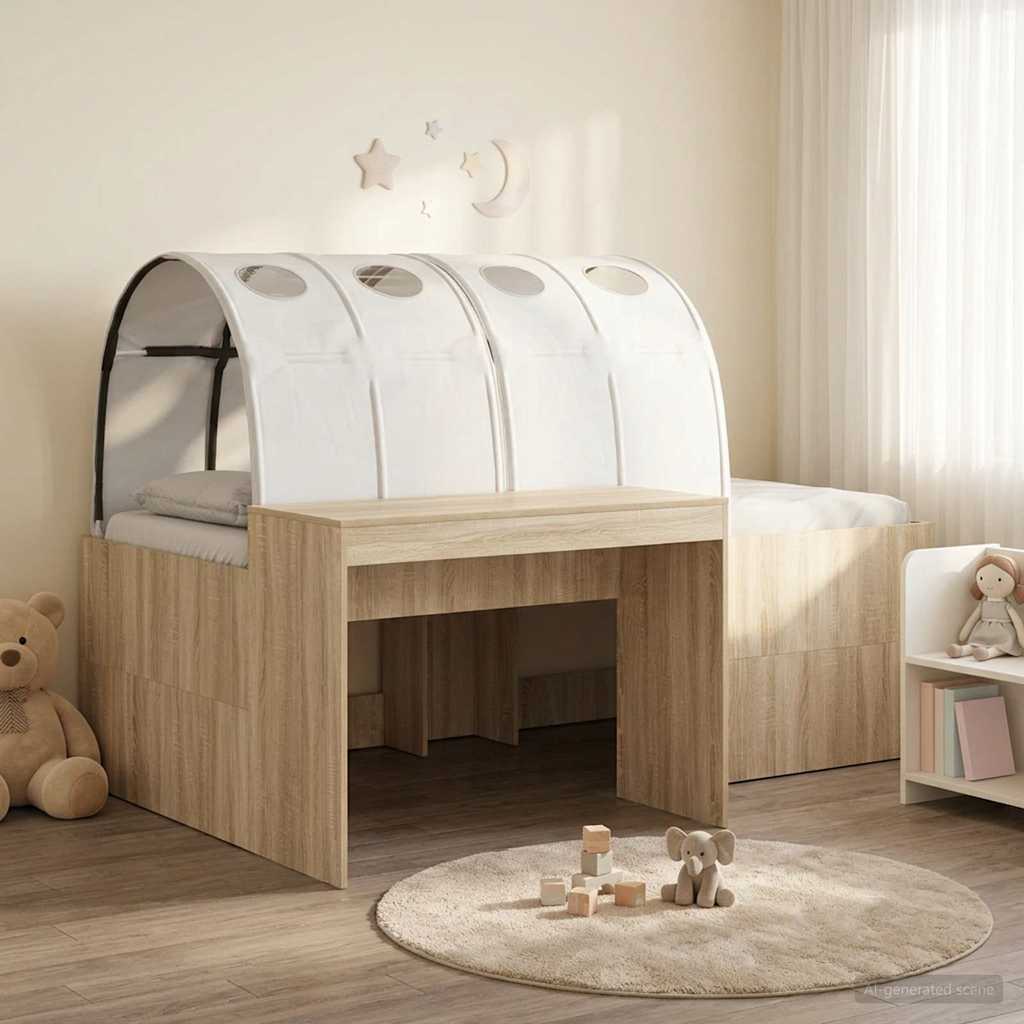 vidaXL Bed with Tunnel 3 pcs Sonoma Oak and White Engineered Wood 1