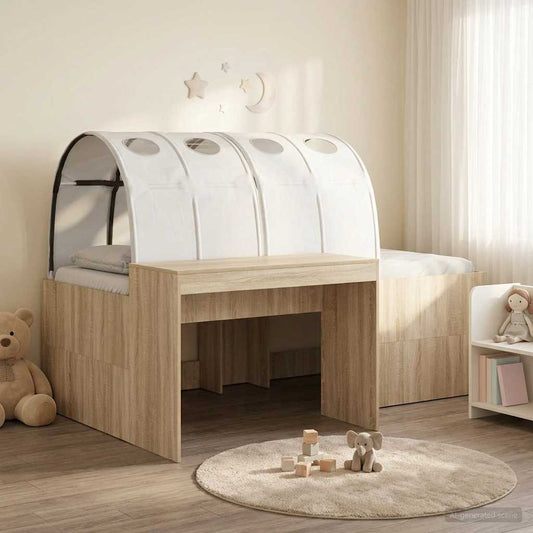 vidaXL Bed with Tunnel 3 pcs Sonoma Oak and White Engineered Wood 1