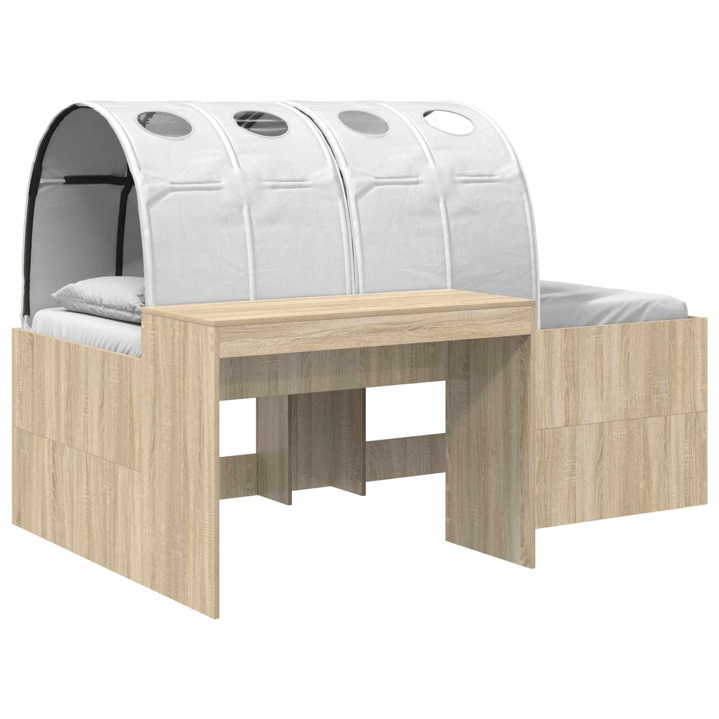 vidaXL Bed with Tunnel 3 pcs Sonoma Oak and White Engineered Wood 2