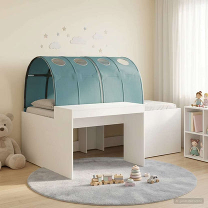 vidaXL Kids'High Bed Frame with Desk 3 pcs White and Light Blue 1
