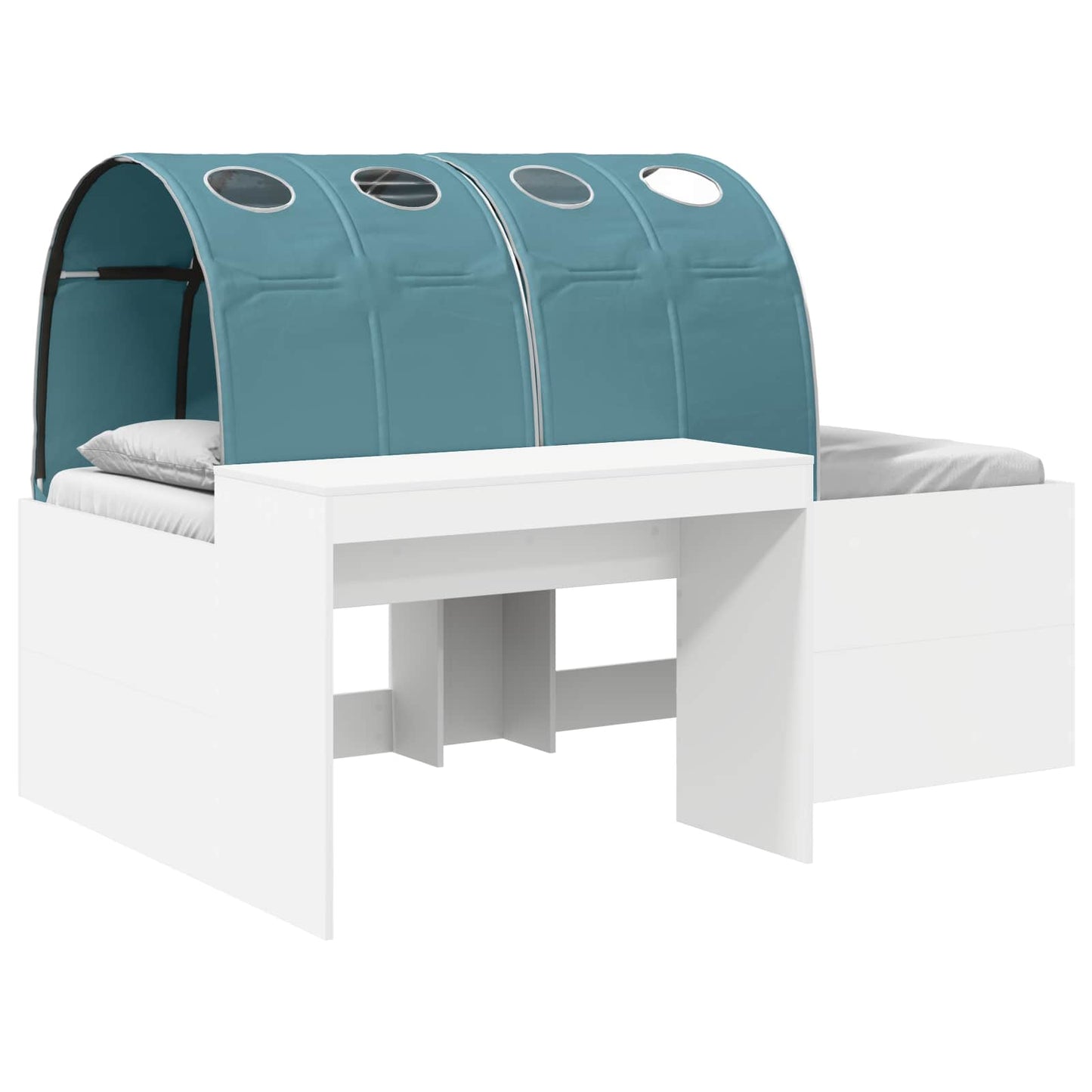 vidaXL Kids'High Bed Frame with Desk 3 pcs White and Light Blue 2