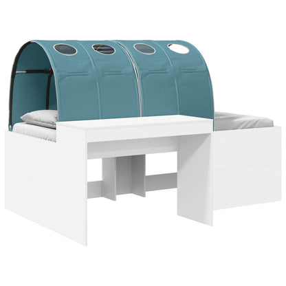 vidaXL Kids'High Bed Frame with Desk 3 pcs White and Light Blue 2
