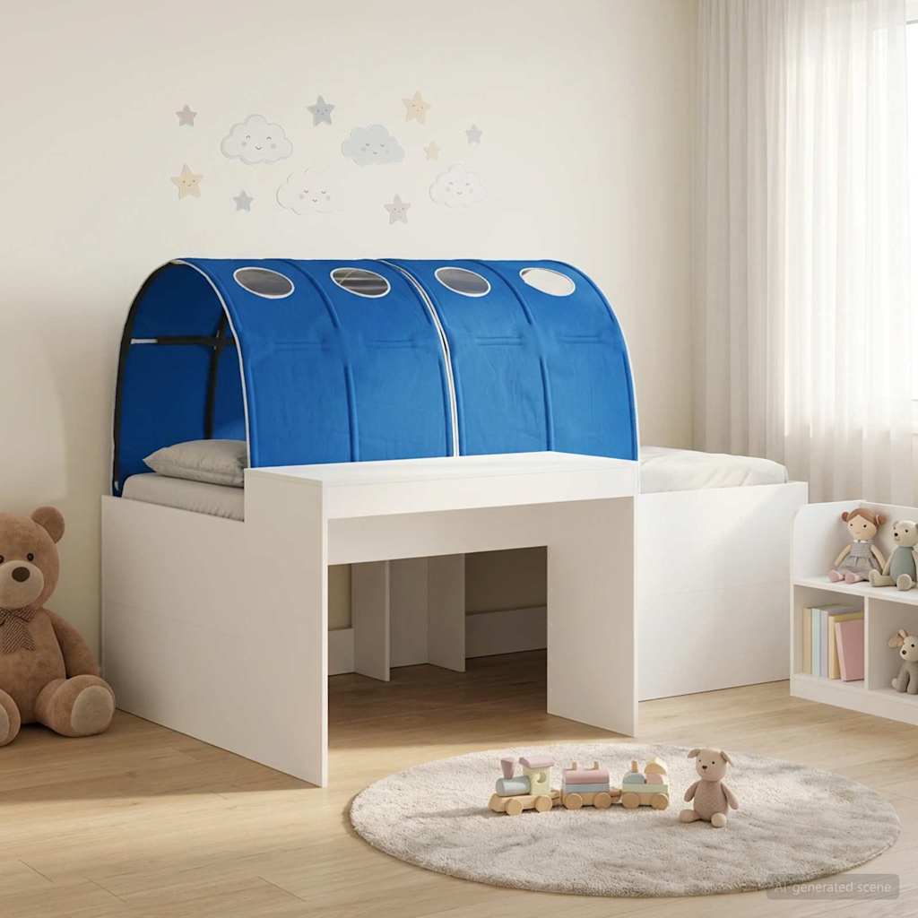 vidaXL Kids'High Bed Frame with Desk 3 pcs White and Blue 1