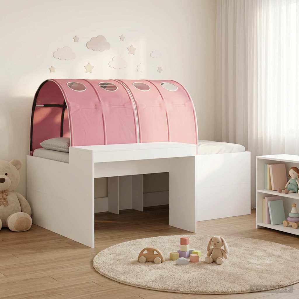 vidaXL Kids'High Bed Frame with Desk 3 pcs White and Pink 1