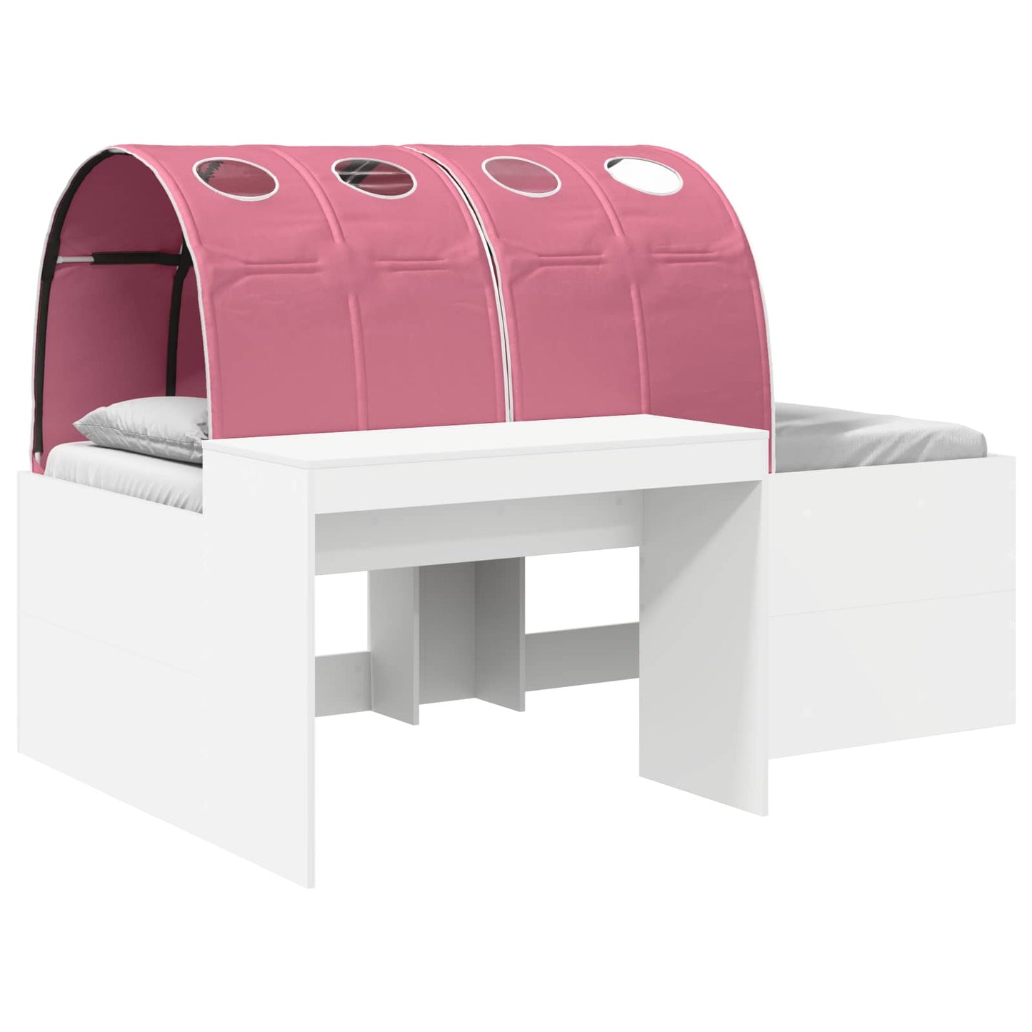vidaXL Kids'High Bed Frame with Desk 3 pcs White and Pink 2