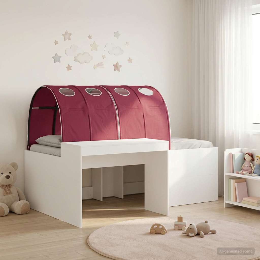 vidaXL Kids'High Bed Frame with Desk 3 pcs White and Red 1