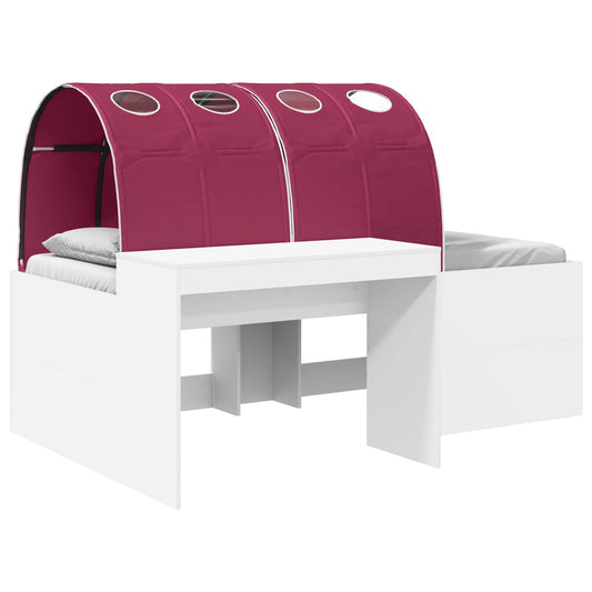 vidaXL Kids'High Bed Frame with Desk 3 pcs White and Red 2