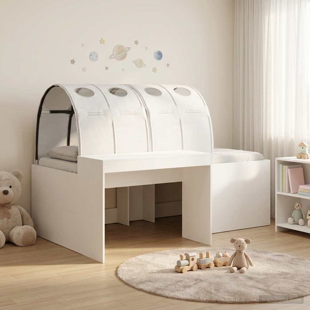 vidaXL Kids'High Bed Frame with Desk 3 pcs White Engineered Wood 1