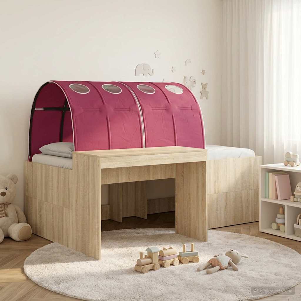 vidaXL Kids'High Bed Frame with Desk 3 pcs Sonoma Oak and Red 1