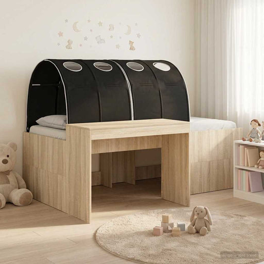 vidaXL Kids'High Bed Frame with Desk 3 pcs Sonoma Oak and Black 1