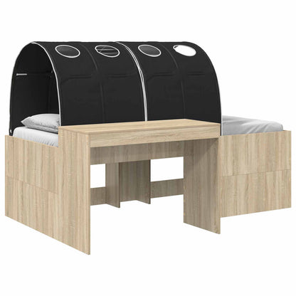 vidaXL Kids'High Bed Frame with Desk 3 pcs Sonoma Oak and Black 2