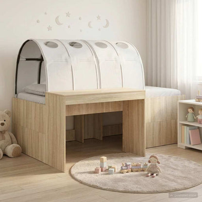 vidaXL Kids'High Bed Frame with Desk 3 pcs Sonoma Oak and white 1