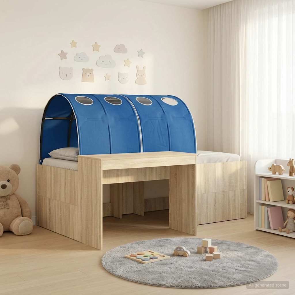 vidaXL Bed with Tunnel 3 pcs Artisian Oak and Blue Engineered Wood 1