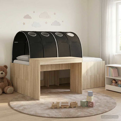 vidaXL Bed with Tunnel 3 pcs Artisian Oak and Black Engineered Wood 1