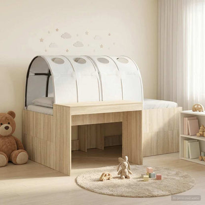 vidaXL Bed with Tunnel 3 pcs Artisian Oak and White Engineered Wood 1