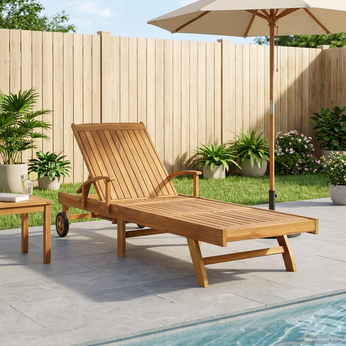vidaXL Sun Lounger Solid Teak Wood Brown 1