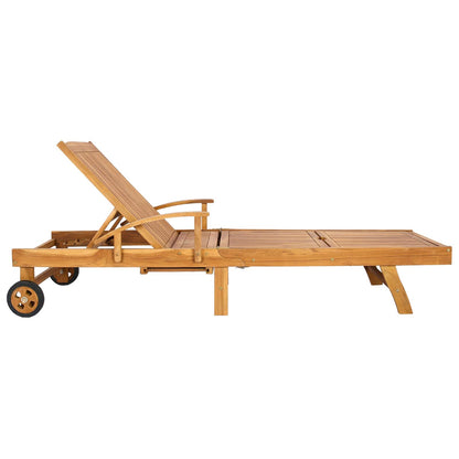 vidaXL Sun Lounger Solid Teak Wood Brown 4