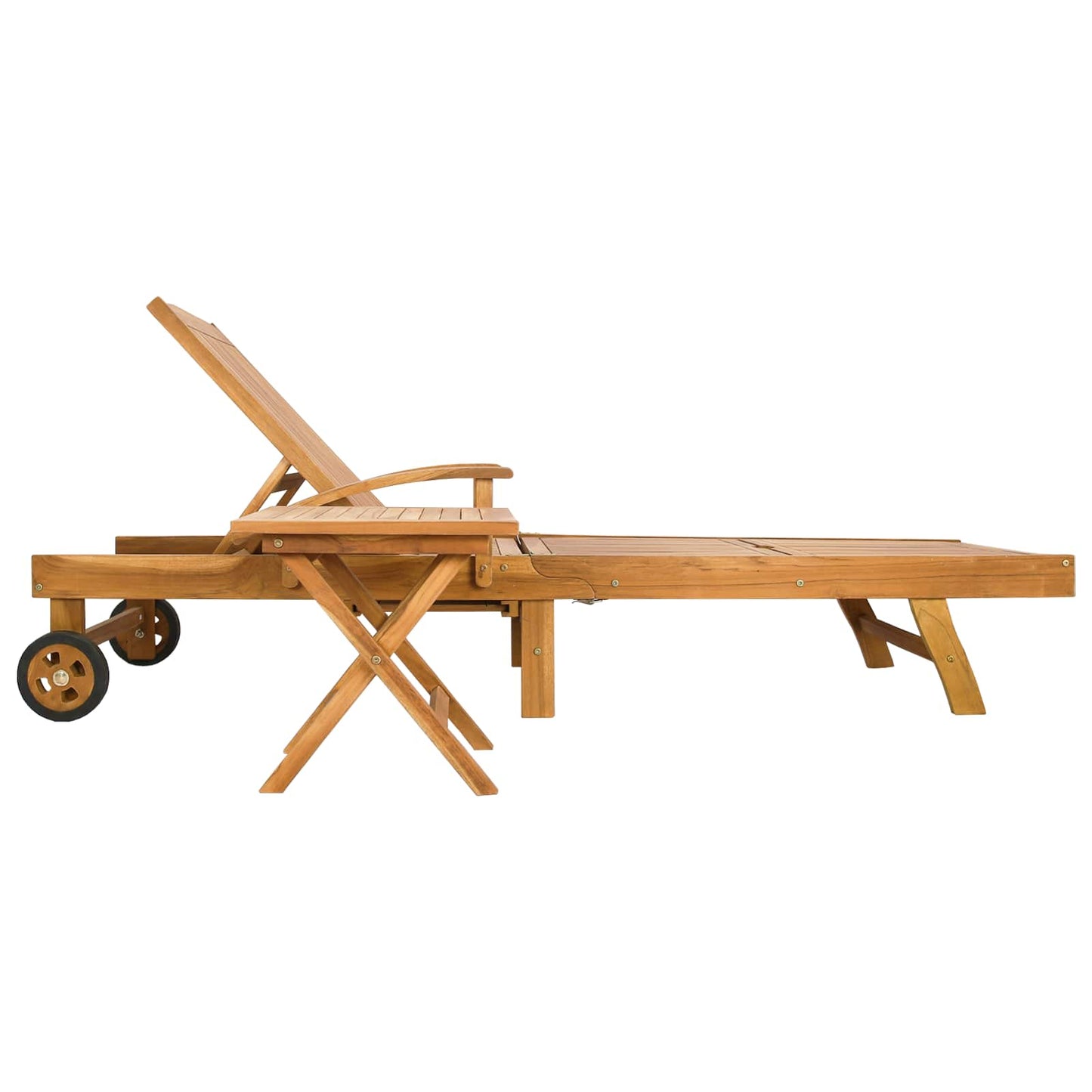 vidaXL Sun Lounger with Table Solid Teak Wood Brown 4
