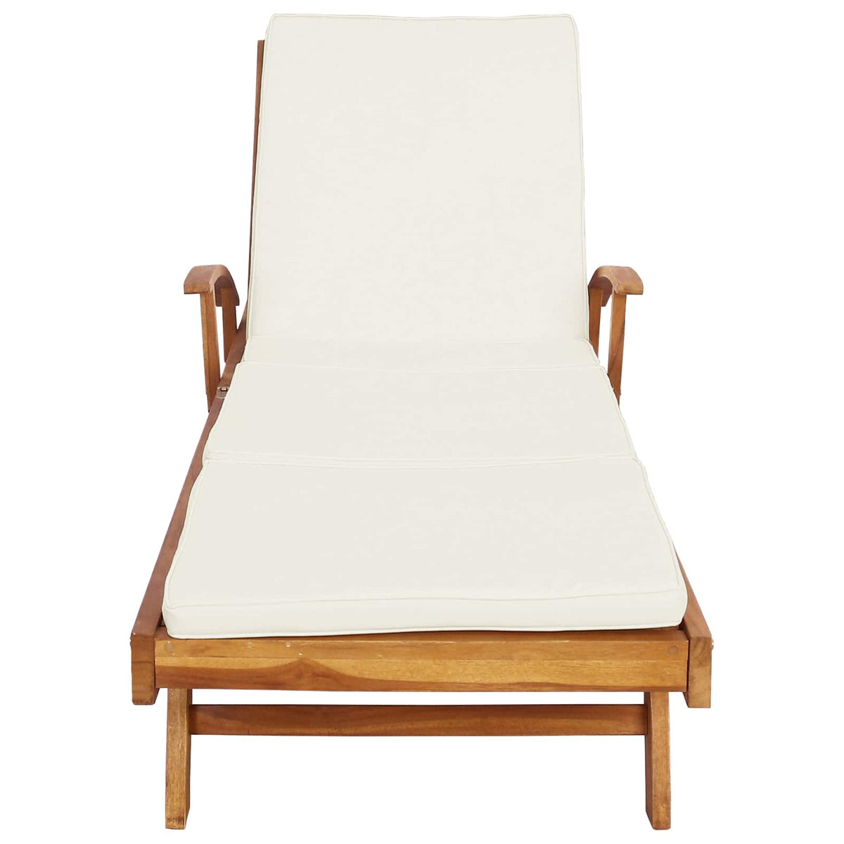 vidaXL Sun Lounger with Cushion Solid Teak Wood Brown and Cream 4