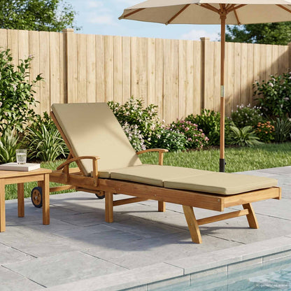 vidaXL Sun Lounger with Cushion 100% Polyester Solid-Teak 1
