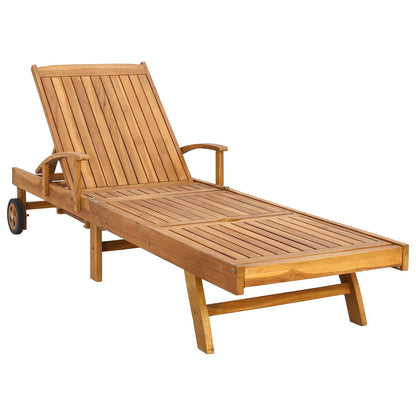 vidaXL Sun Lounger with Cushion 100% Polyester Solid-Teak 3