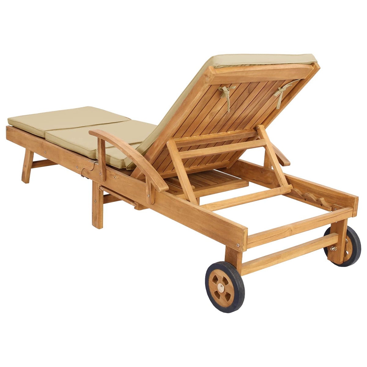 vidaXL Sun Lounger with Cushion 100% Polyester Solid-Teak 6