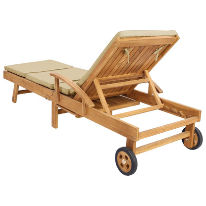 vidaXL Sun Lounger with Cushion 100% Polyester Solid-Teak 6