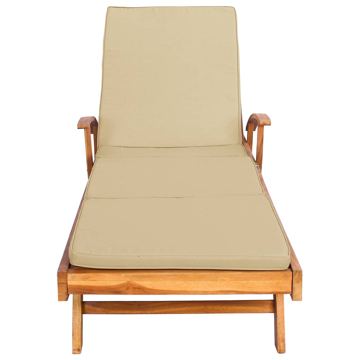 vidaXL Sun Lounger with Cushion 100% Polyester Solid-Teak 4