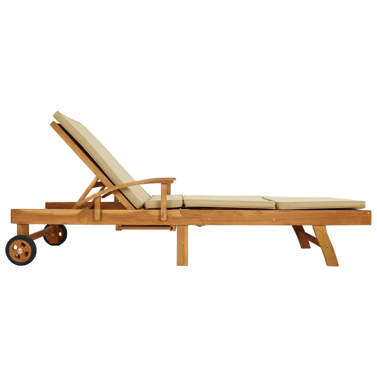 vidaXL Sun Lounger with Cushion 100% Polyester Solid-Teak 5