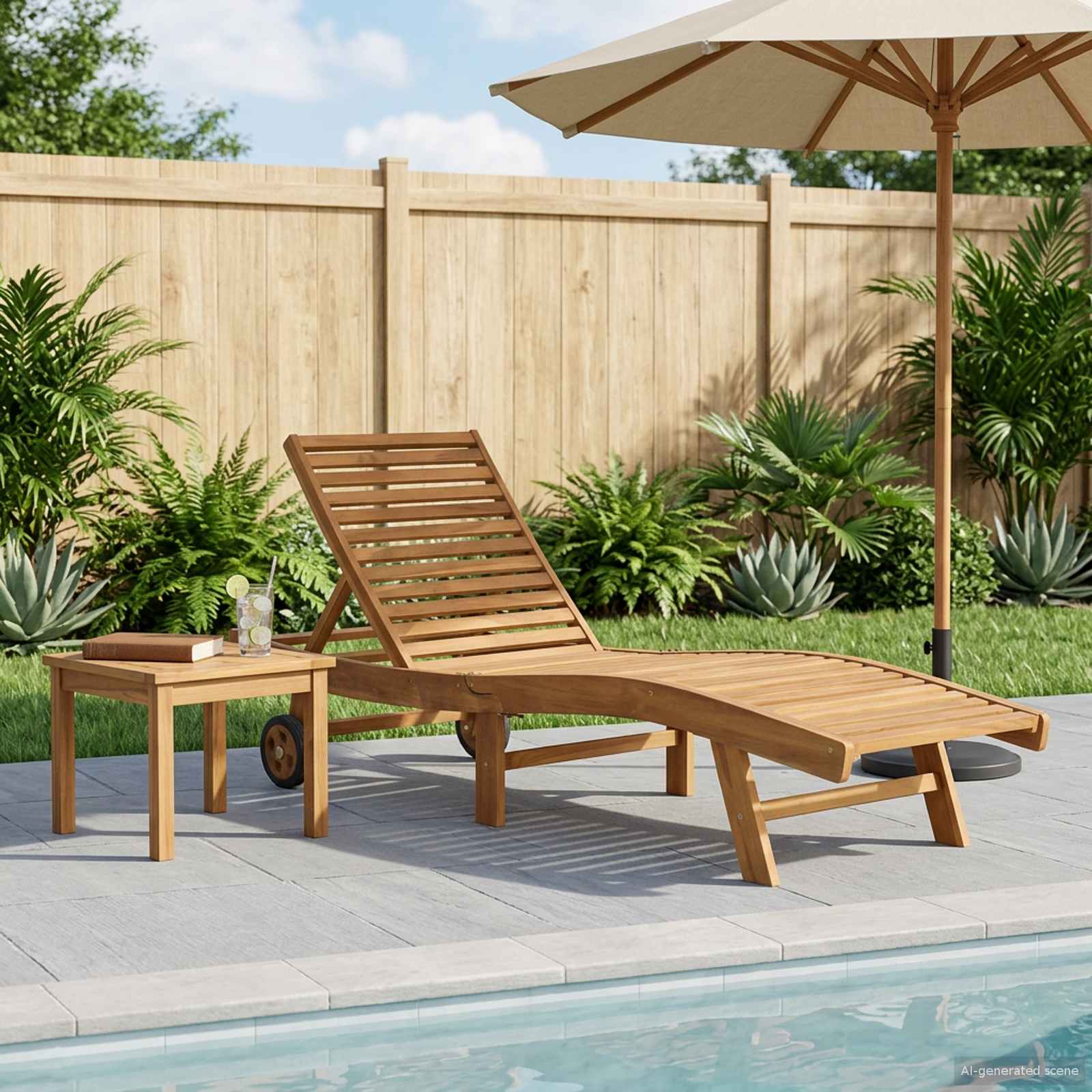 vidaXL Sun Lounger Solid Teak Wood Brown 1