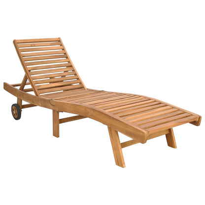 vidaXL Sun Lounger Solid Teak Wood Brown 2