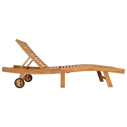 vidaXL Sun Lounger Solid Teak Wood Brown 4