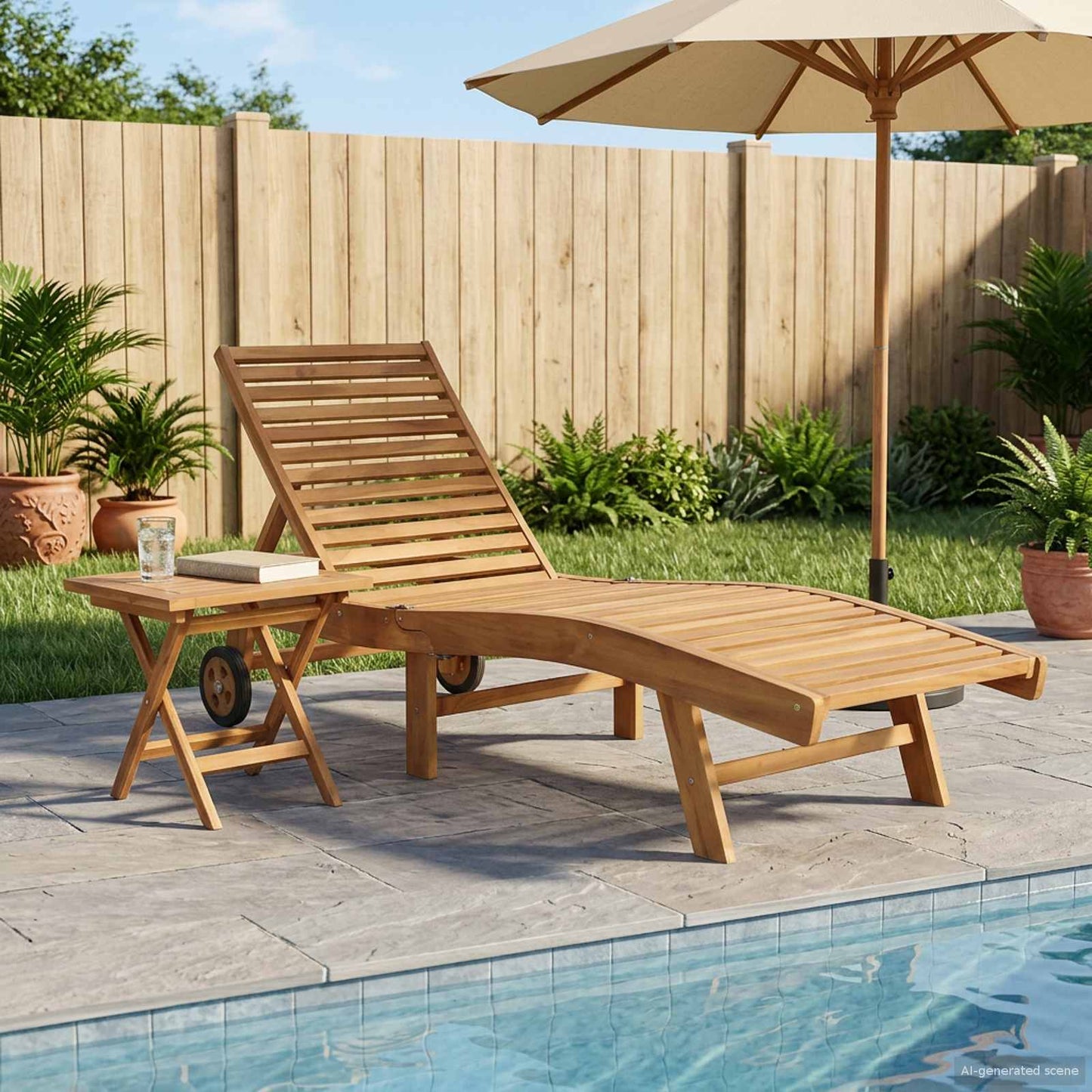vidaXL Sun Lounger 2 pcs Solid Teak Wood Brown 1
