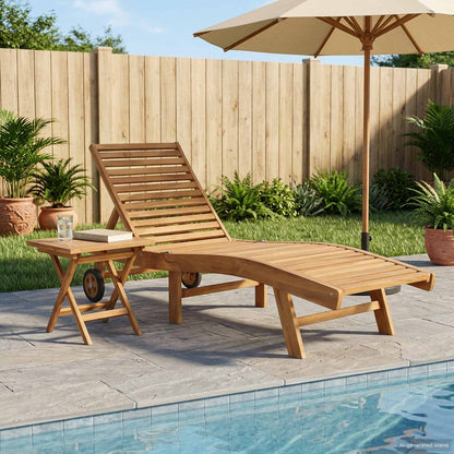 vidaXL Sun Lounger 2 pcs Solid Teak Wood Brown 1